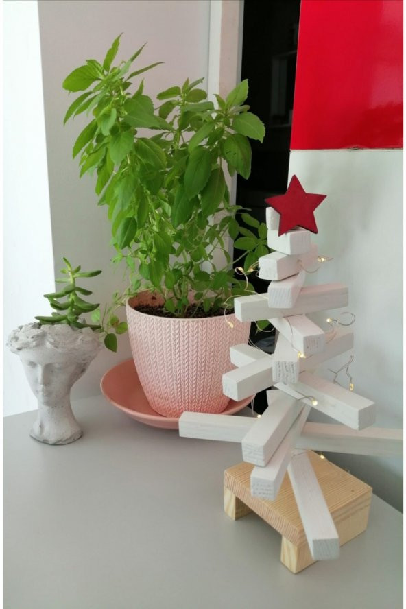 Ahşap Yılbaşı Ağacı, Masaüstü Yılbaşı Ağacı,minyatür Yılbaşı Ağacı Beyaz