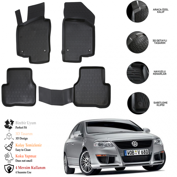 Vw Passat Cc 2014 3D Havuzlu Paspas OTL ürün görseli 1
