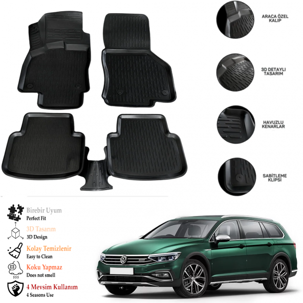 Vw Passat B8 2025 3D Havuzlu Paspas OTL