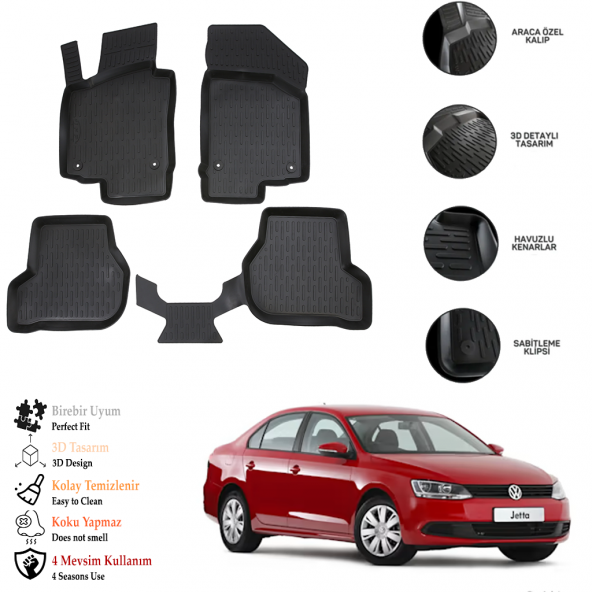 Vw Jetta 2008 3D Havuzlu Paspas OTL