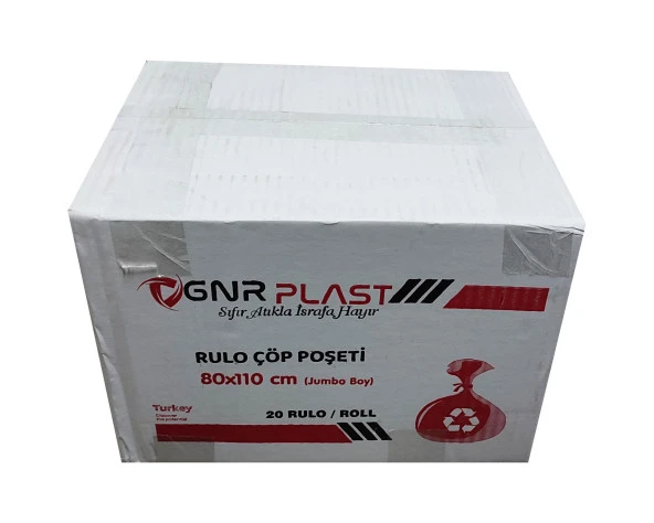 GNR Endüstriyel Jumbo Çöp Torbası Poşeti - 2 Kat - Siyah - 500 Gr. - 80x110 Cm. -10 x 10 Rulo - Resim 3