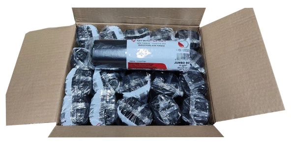 GNR Endüstriyel Jumbo Çöp Torbası Poşeti - 2 Kat - Siyah - 500 Gr. - 80x110 Cm. -10 x 10 Rulo - Resim 4