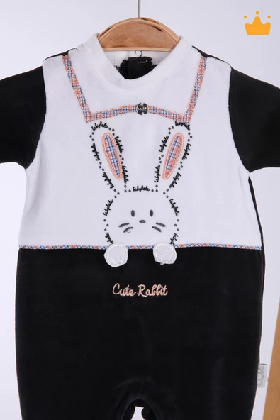 Babyhola Kadife Kız Erkek Bebek Patikli Tulum 12572 - 4