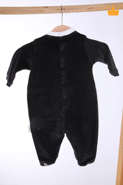 Babyhola Kadife Kız Erkek Bebek Patikli Tulum 12572 - 3