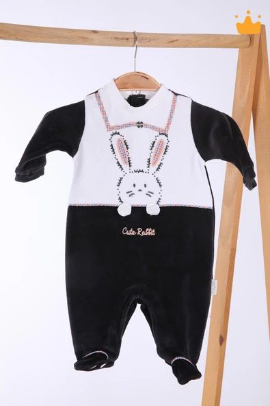 Babyhola Kadife Kız Erkek Bebek Patikli Tulum 12572 - 2