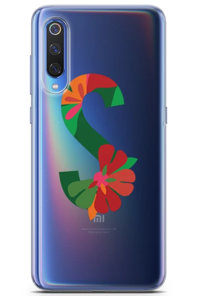 Xiaomi Mi 9 Uyumlu Kılıf Clear Harfler S Harfi Çiçekli Telefon Kılıfları - 1