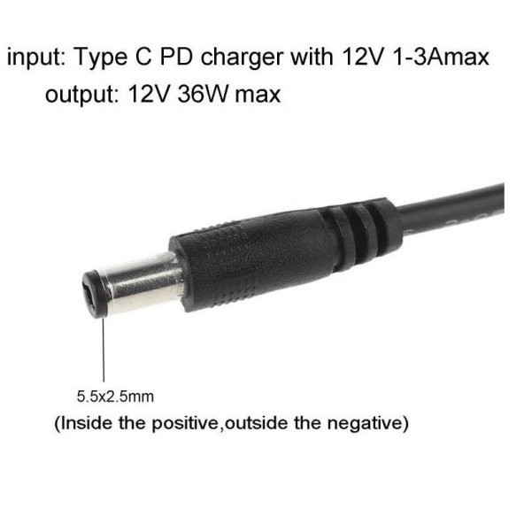 Type C To Dc 12V Pd 5.5 2.5mm Adaptör Çevirici Power Şarj Kablosu - 6