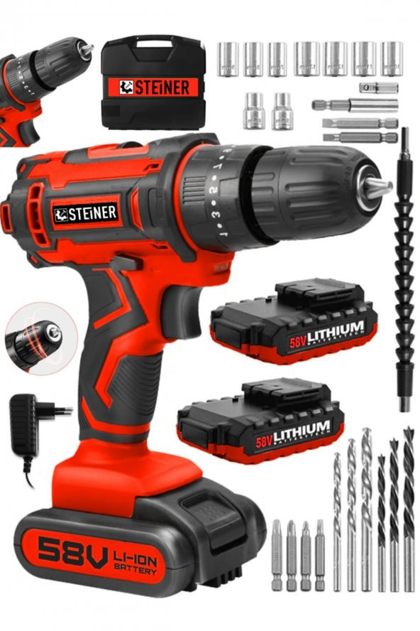 STEİNER Germany Technology Highline 58 V 5 Ah Darbeli Bakır Sargılı Çift Akülü Vidalama Matkap - 2