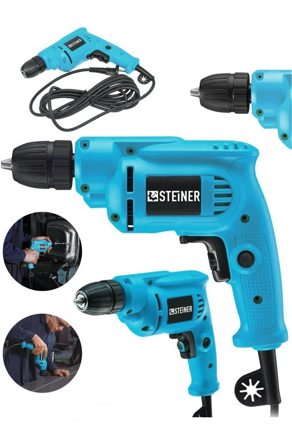 STEİNER Alman 1400 Watt 10 Mm Professional Bakır Sargılı Kablolu Darbesiz Vidalama Matkap