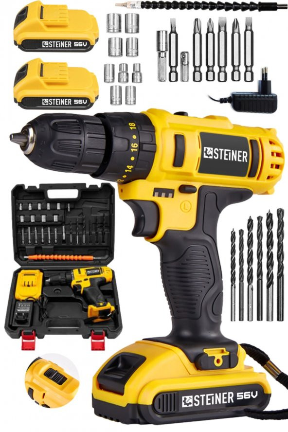 STEİNER Germany Technology Darbeli 56 V 5 Ah Bakır Sargılı Çift Akülü Şarjlı Vidalama Matkap + Set - 2