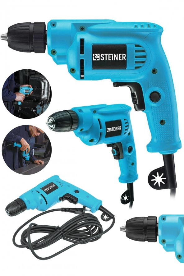 STEİNER Alman 1400 Watt 10 Mm Professional Bakır Sargılı Kablolu Darbesiz Vidalama Matkap - 2