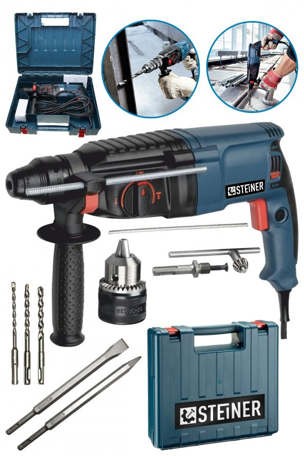 STEİNER Germany Technology 3000 Watt 5 Joule Kırıcı Delici Hilti Darbeli Matkap + 1 Mandren + 5 Uç