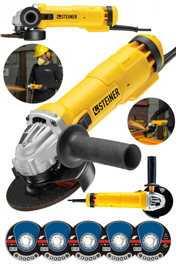 STEİNER Alman 4200 W Metal Şanzıman Bakır Sargı Avuç Içi Taşlama Demir Metal Kesme Makinesi 125 Mm + 5 Disk - 2