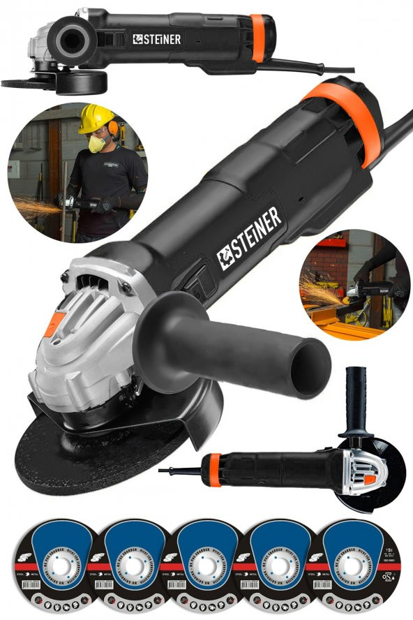 STEİNER Alman 4200 W Metal Şanzıman Bakır Sargı Avuç Içi Taşlama Demir Metal Kesme Makinesi 125 Mm + 5 Disk - 2