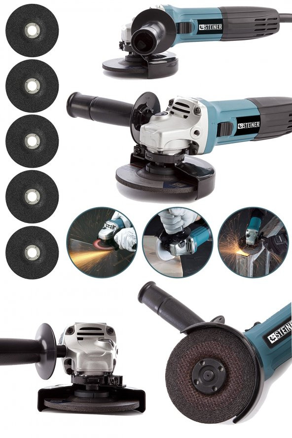 STEİNER Alman 3000 Watt Professional 125 Mm Sjs Metal Şanzuman Avuç Içi Taşlama Makinesi + 5 Adet Taş - Resim 2