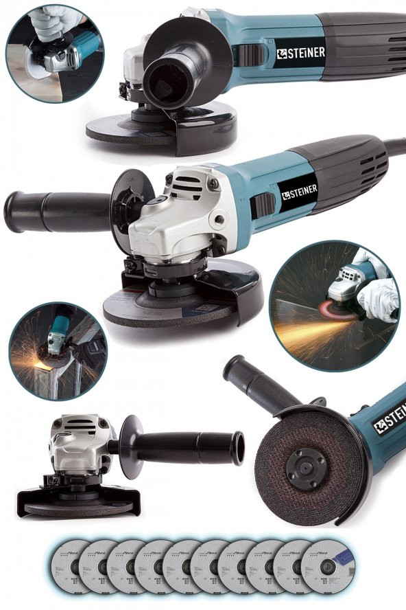 STEİNER Germany Technology 2600 Watt Profesyonel 125 Mm Avuç Içi Spiral Taşlama Makinesi + 10 Disk ürün görseli