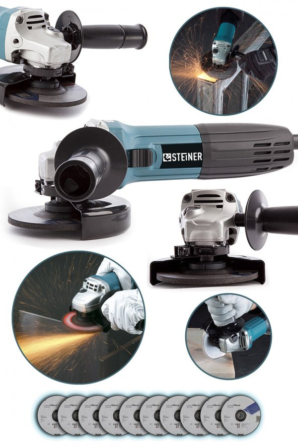 STEİNER Germany Technology 2400 Watt Profesyonel Avuç Içi Spiral Taşlama Makinesi 125 Mm + 10 Disk ürün görseli
