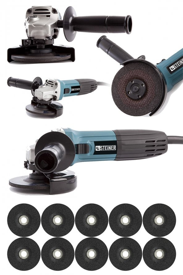 STEİNER Alman 3000 W Profesyonel Sjs Metal Şanzuman Avuç Içi Taşlama Makinası 125 Mm + 10 Adet Taş - 2