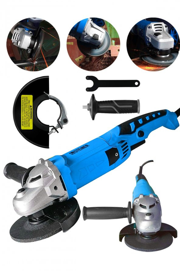 STEİNER Alman 3000 Watt Devir Ayarlı Sjs Çift Metal Dişli Şanzuman Demir Metal Kesme Taşlama Makinesi 125mm - 2