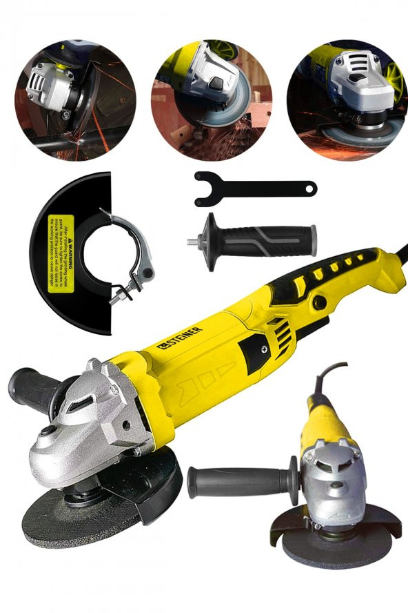STEİNER Alman 3000 W 6 Kademe Devir Ayarli Sjs Metal Şanzıman Demir Metal Kesme Taşlama Makinesi 125 Mm
