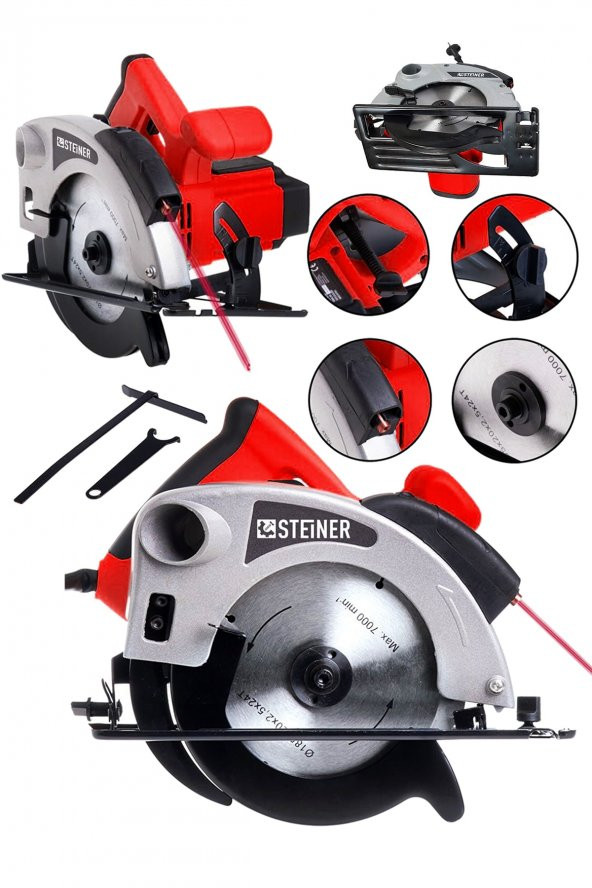 STEİNER Alman Lazerli Daire Testere Metal Şanzuman Sunta Kesme Makinesi 45 Açılı Kesim Kırmızı - 2