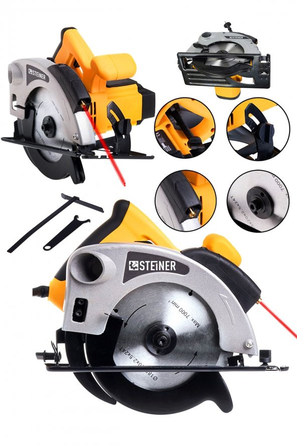 STEİNER Alman Lazerli Daire Testere Metal Şanzuman Sunta Kesme Makinesi 45 Açılı Kesim Sarı - 2