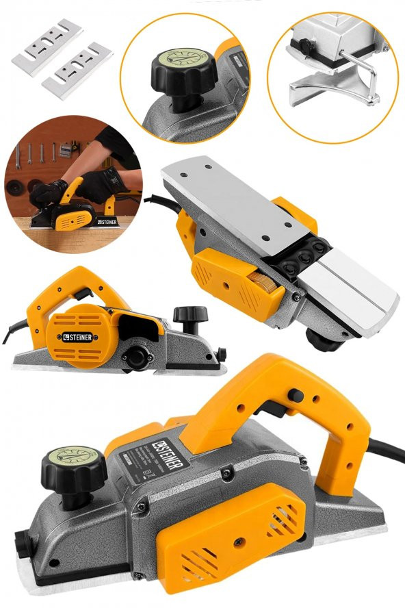 STEİNER Alman 4200 W Bakır Sargı Metal Şanzıman Motor Korumalı Çift Bıçaklı Planya Rende Makinesi + 2 Bıçak ürün görseli