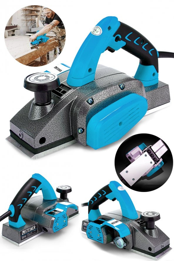 STEİNER Alman Titan 4200 Watt Motor Korumalı Bakır Sargılı Metal Şanzuman Çift Bıçaklı Planya Rende Makinesi