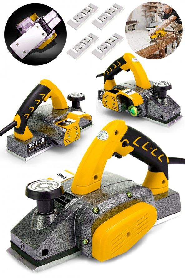 STEİNER Alman Titan 4200 Watt Bakır Sargılı Metal Şanzuman Çift Bıçaklı Planya Rende Makinesi + 4 Bıçak