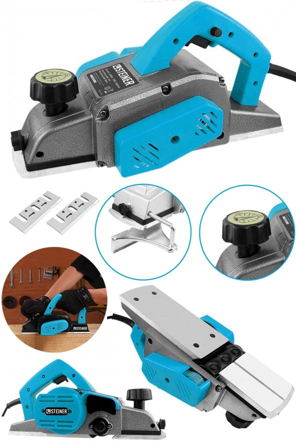 STEİNER Alman 4200 W Bakır Sargı Metal Şanzıman Motor Korumalı Çift Bıçaklı Planya Rende Makinesi + 2 Bıçak - 2