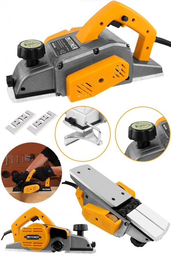 STEİNER Alman 4200 W Bakır Sargı Metal Şanzıman Motor Korumalı Çift Bıçaklı Planya Rende Makinesi + 2 Bıçak - 2