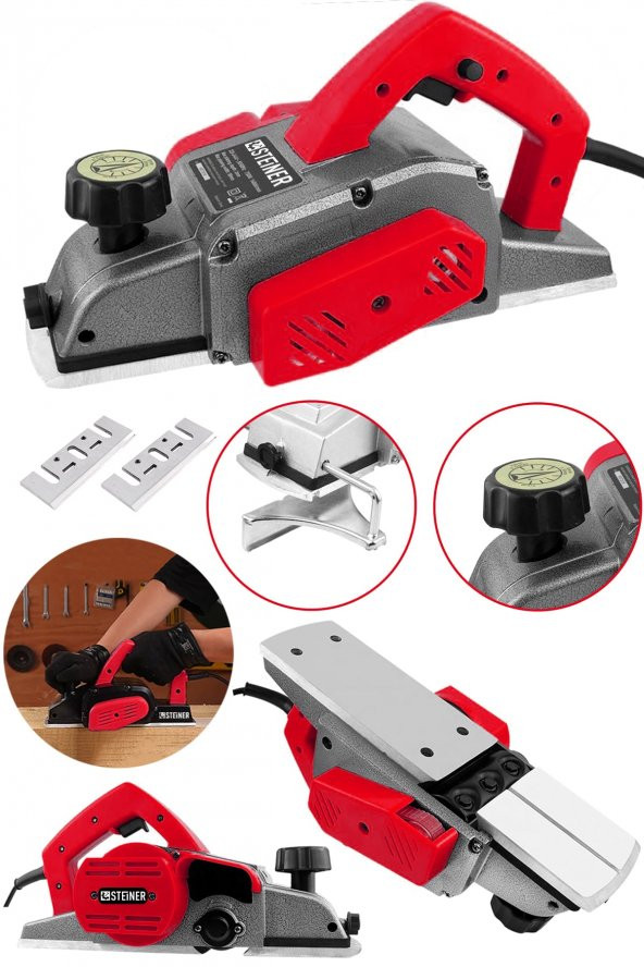 STEİNER Alman 4200 W Bakır Sargı Metal Şanzıman Motor Korumalı Çift Bıçaklı Planya Rende Makinesi + 2 Bıçak - 2