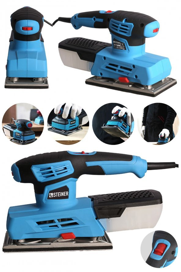 STEİNER Alman 1200 Watt Profesyonel 6 Kademe Devir Ayarlı Elektrikli Toz Hazneli Titreşimli Zımpara Makinesi - 2