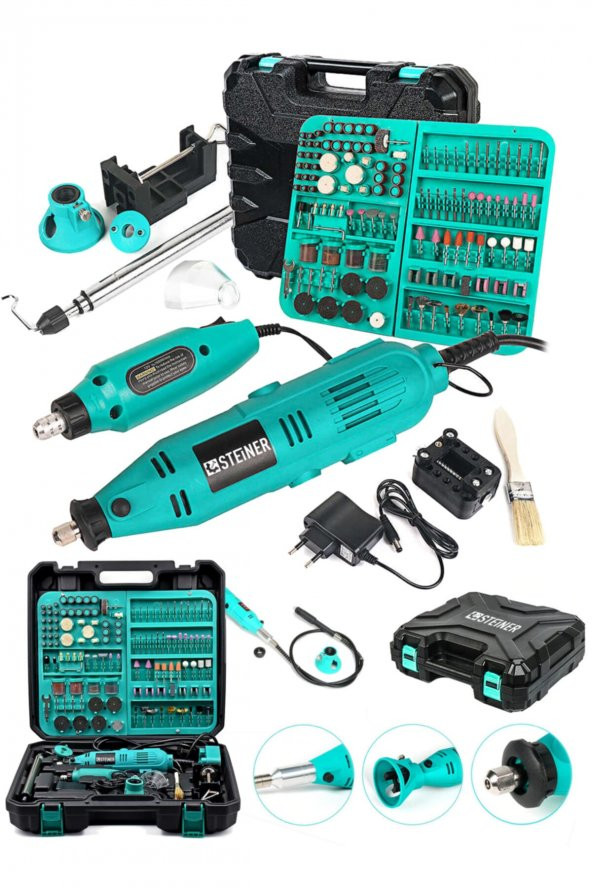 STEİNER Germany Technology 400 Watt 352 Parça 6 Kademe Devir Ayarlı Hobi Gravür Seti Mini Taşlama - 1