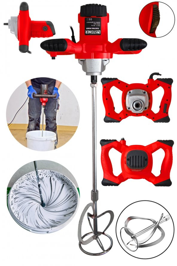 STEİNER Alman Gt-red 3000 Bakır Sargı 6 Kademe Devir Ayarlı Elektrikli Alçı Boya Ve Harç Karıştırıcı Mikser - 2