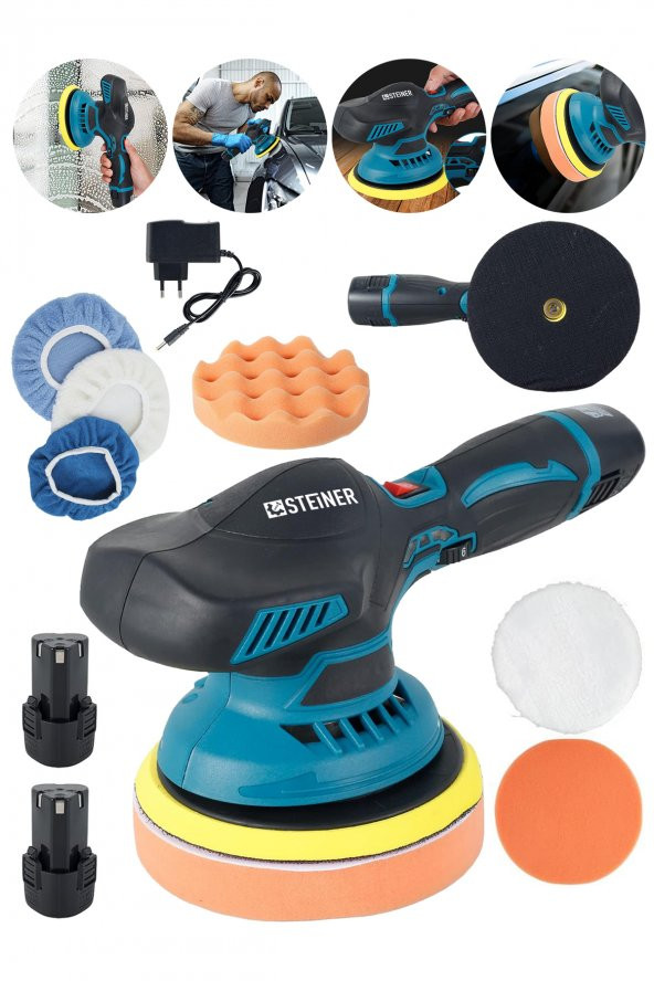 STEİNER Alman 36 V Li-ion Çift Akülü 6 Kademe Devir Ayarlı Pasta Cila Polisaj Zımpara Makinesi Full Set - 2