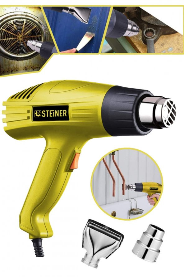 STEİNER Germany Technology 3000 Watt 2 Kademeli Çelik Rezistans Profesyonel Sıcak Hava Isı Tabancası - 2