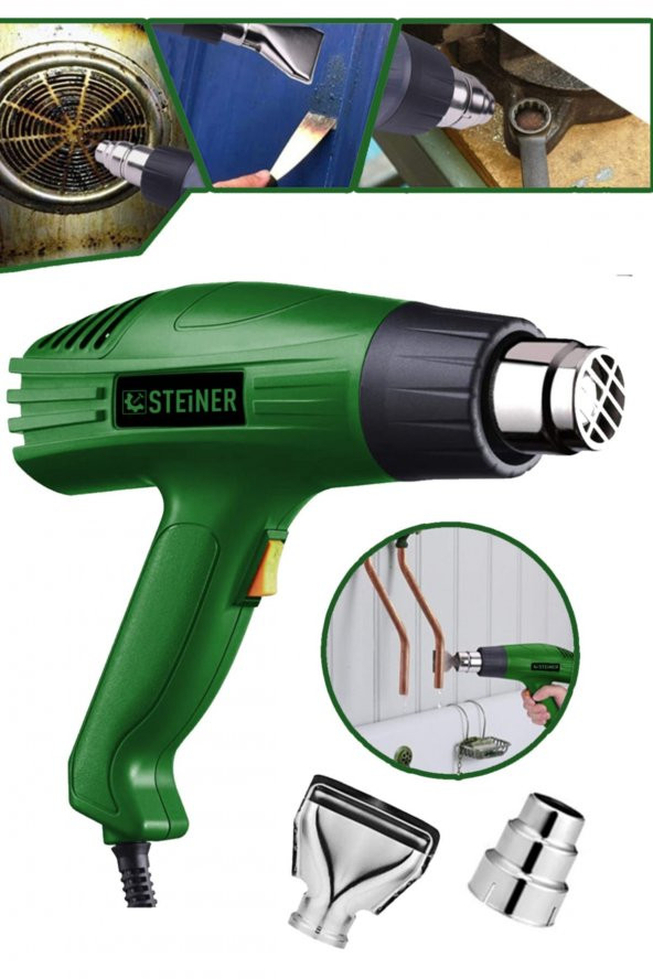 STEİNER Germany Technology 3000 Watt 2 Kademeli Çelik Rezistans Profesyonel Sıcak Hava Isı Tabancası - 2