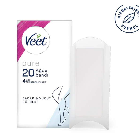 Veet Pure Bacak ve Vücut Bölgesi İçin Hipoalerjenik Sir Ağda Bandı 20li