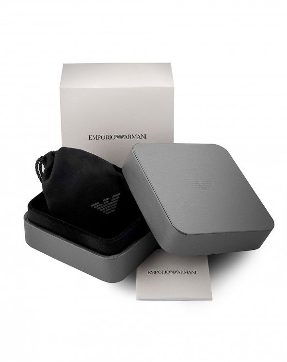 Emporio Armani Erkek Kahverengi Metalik Gri Çelik Kolye - AJEGS2132-040 - 3
