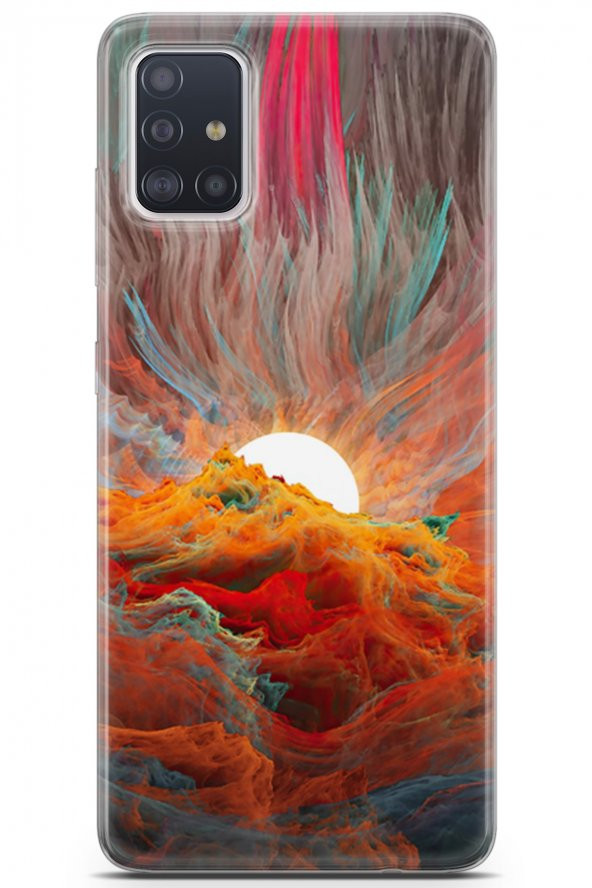 Samsung Galaxy A71 Uyumlu Kılıf Mista Fragments Sunset Case