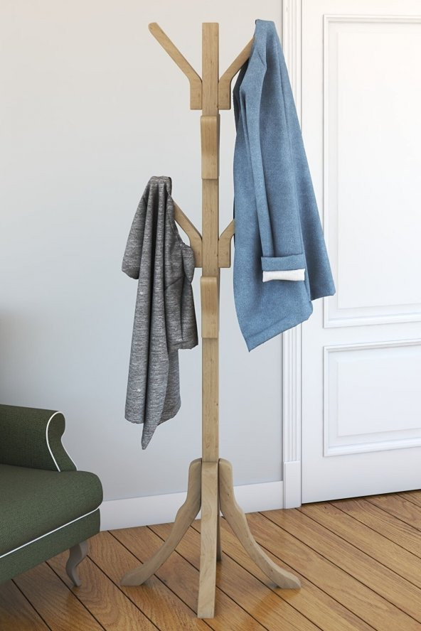 Axel Ahşap Ayaklı Gürgen Askılık - 2