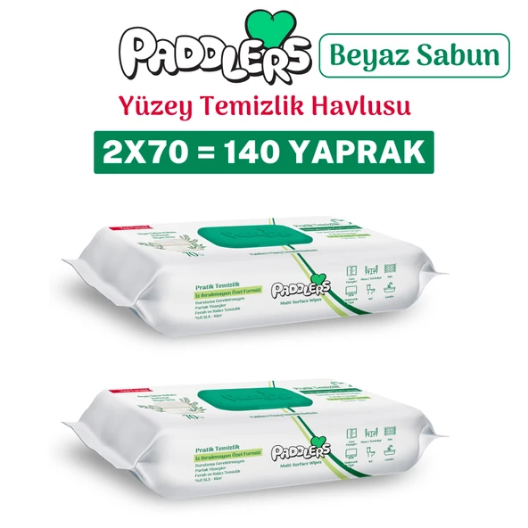 Paddlers Easy Clean Beyaz Sabun Katkılı Yüzey temizlik Havlusu 2x70 (140 Yaprak) ürün görseli 1