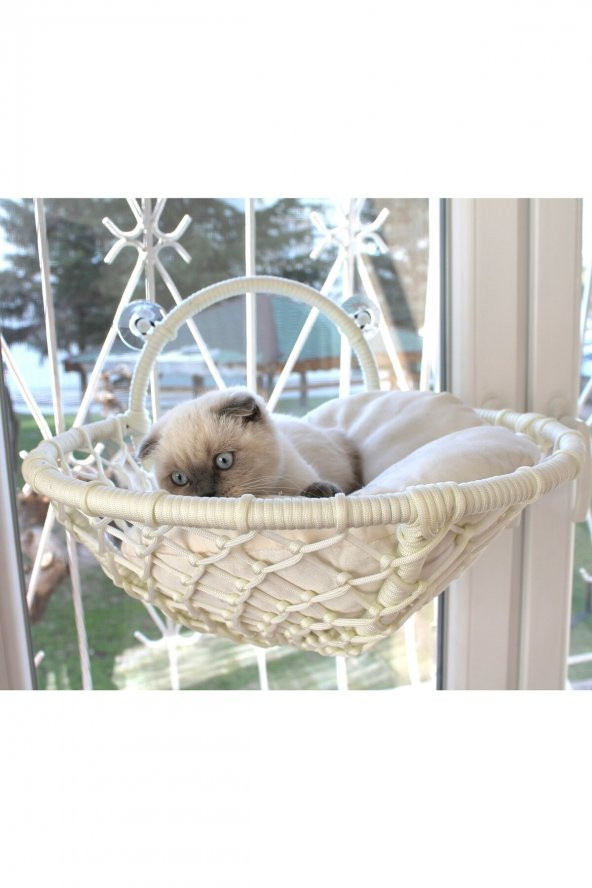 Grant Kedi Cam Yatağı & Cam Askılı Vantuzlu Kedi Yatağı Beyaz