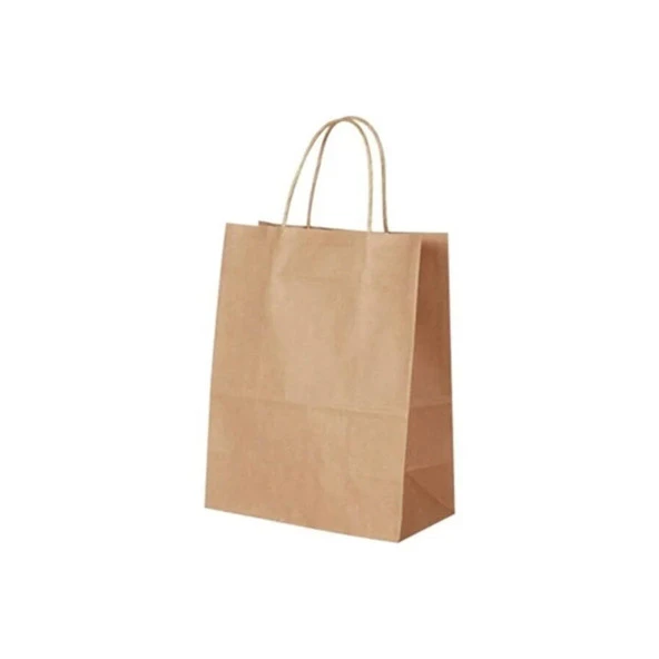 Büküm Saplı Kraft Kağıt Çanta Karton Hediyelik Poşet Torba - Sarı - 18x24 Cm. - 25 Adetlik Paket - 3