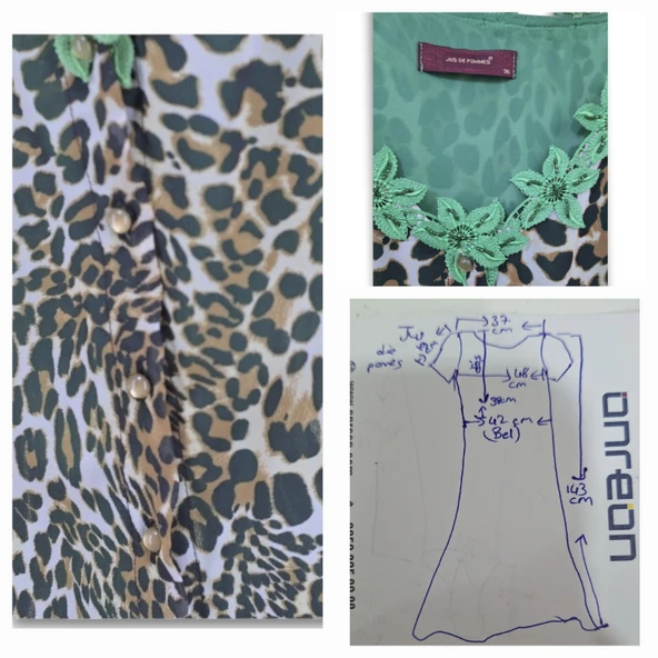 JUS DE POMOS YEŞİL LEOPAR DESENLİ UZUN ABİYE - 9