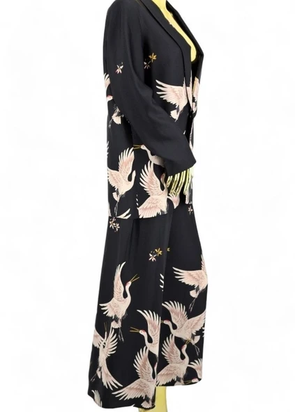 ZARA KIRLANGIÇ DESENLİ CEKET PANTOLON 2Lİ TAKIM - 4