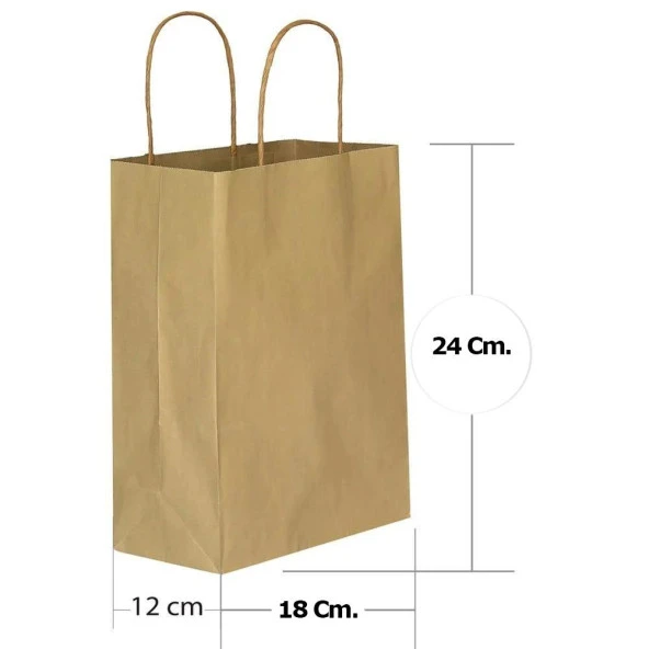 Büküm Saplı Kraft Kağıt Çanta Karton Hediyelik Poşet Torba - Sarı - 18x24 Cm. -25 Adetlik 4 Paket - Resim 5