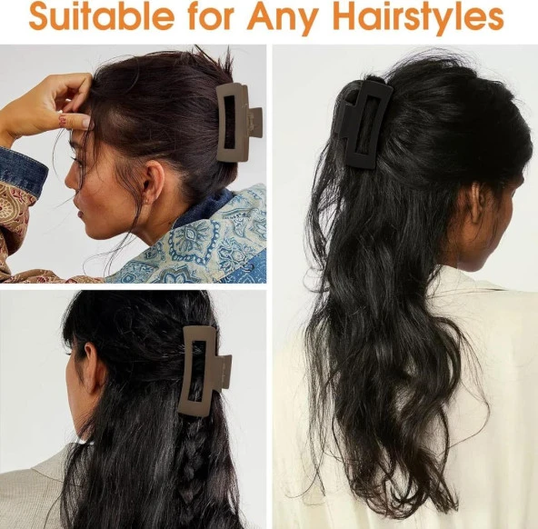 Mandal Toka İthal Ürün Büyük Boy 10 cm Mat Siyah Saç Tokası - 5