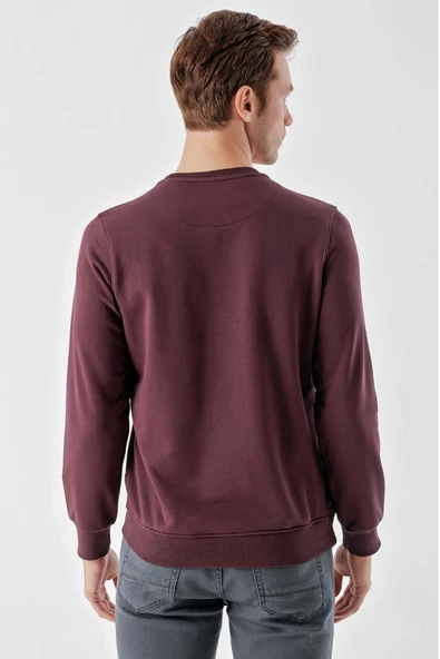 Slimfit Bisiklet Yaka Önü Baskılı 2 İplik Erkek Sweatshirt - 6